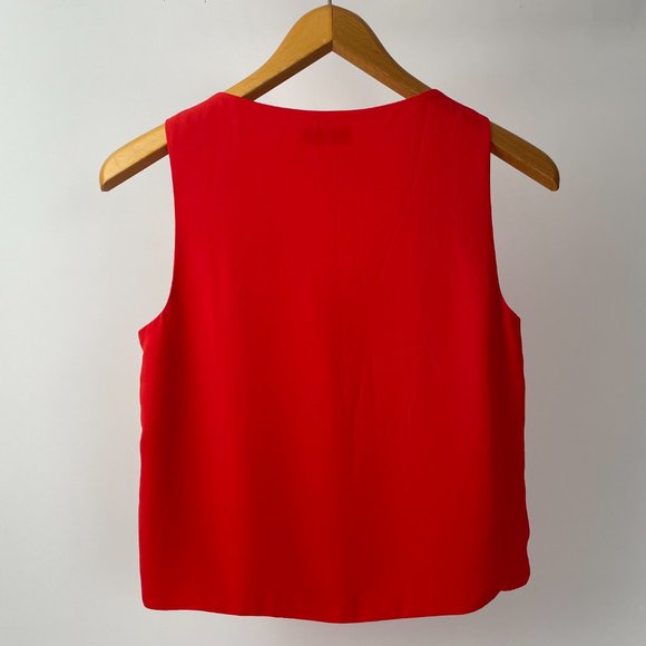 Aritzia Babaton Orange Cropped V Neck Flowy Crepe Sleeveless Tank, Size XS - Picture 4 of 7